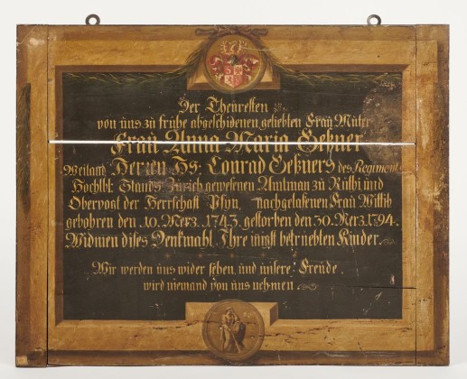 Gedenktafel (Epitaph) zur Erinnerung an Anna Maria Gessner (1743–1794), Ehefrau von Konrad Gessner, dem Obervogt der Gerichtsherrschaft Pfyn