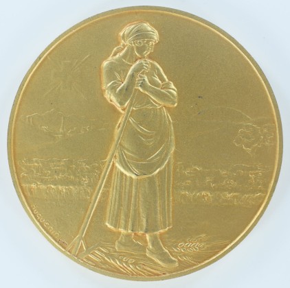 Medaille: Verdienstmedaille auf die Mitarbeit an der neunten Schweizerischen Ausstellung für Landwirtschaft, Forstwirtschaft und Gartenbau 1925 in Bern, verliehen an die Regierung des Kantons Thurgau, geprägt in Le Locle