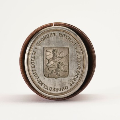 Petschaft: Ovaler Siegelstempel des Katholischen Grossratskollegiums des Kantons Thurgau, mit Handhabe