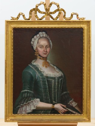 Gemälde: Halbfigurenporträt von Anna Merkli-Kreis (1759–1831) im Alter von 22 Jahren, verheiratet mit Christian Merkli