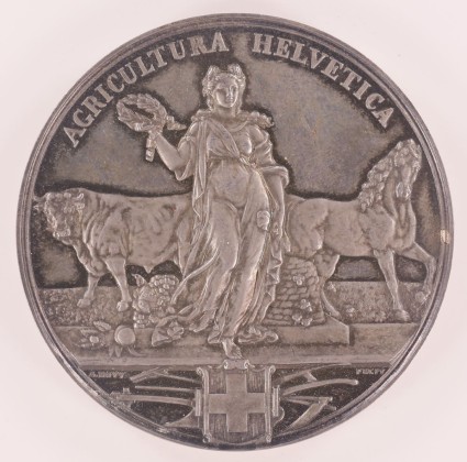 Medaille: Verdienstmedaille auf die Schweizerische Landwirtschaftliche Ausstellung 1873 in Weinfelden, verliehen an die Regierung des Kantons Thurgau