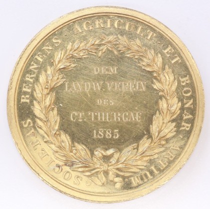 Medaille: Verdienstmedaille der Ökonomischen Gesellschaft Bern für den Landwirtschaftlichen Verein des Kantons Thurgau, geprägt in Bern