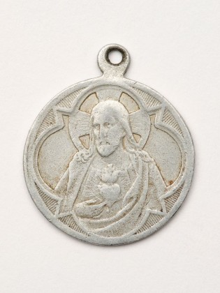 Medaille: Religiöse Medaille einer Skapulierbruderschaft,  (Skapuliermedaille), mit runder Tragöse