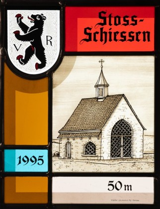 Glasmalerei: Bildscheibe vom Stoss-Schiessen, aus der Sammlung des Thurgauer Kantonalschützenverbands