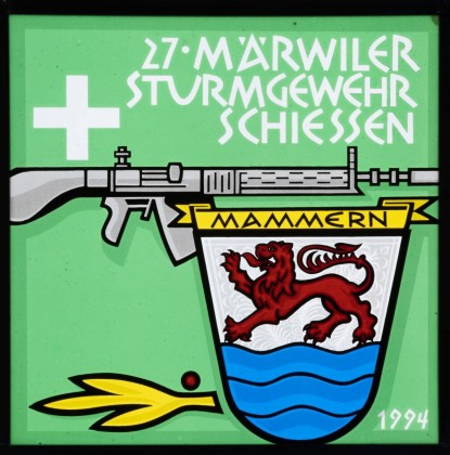 Glasmalerei: Bildscheibe vom 27. Märwiler Sturmgewehrschiessen in Mammern