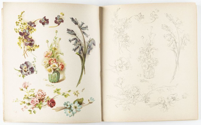Malbuch mit dem Titel «Aus der Blumenwelt» und farbigen Vorlagen, aus dem Haushalt der Familie Bachmann, Besitzerin von Schloss Frauenfeld