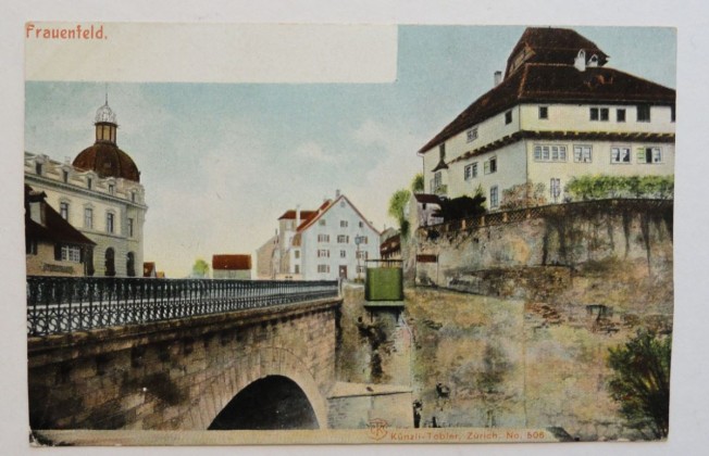 Postkarte: Murgbrücke und Schloss Frauenfeld