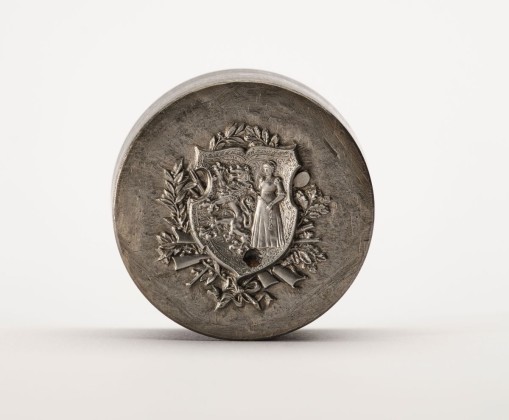 Prägestempel: Positives Werkstück (Patrize) zur Herstellung des Vorderseitenprägestempels für die Ereignismedaille «Schützenmedaille» zum Eidgenössischem Schützenfest in Frauenfeld