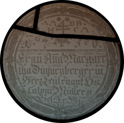 Glasmalerei: Runde Schliffscheibe der Anna Margaretha Dünnenberger, Witwe des Kaspar Müller