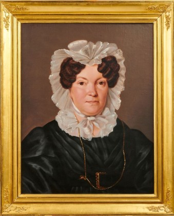 Gemälde: Brustporträt von Verena Kern-Böhni (1784–1861) aus Berlingen, Gattin vom Weinhändler Christian Kern-Böhni (1772–1826), Mutter des Politikers Johann Konrad Kern (1808–1888), erster Präsident des Bundesgerichts, Präsident des Nationalrats und bedeutender Diplomat