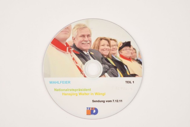 Tonaufnahme auf DVD: Audiodateiträger der Feier in Wängi zur Wahl von Hansjörg Walter (*1951) zum Nationalratspräsidenten, gesendet am 7.12.2011 auf Tele Diessenhofen