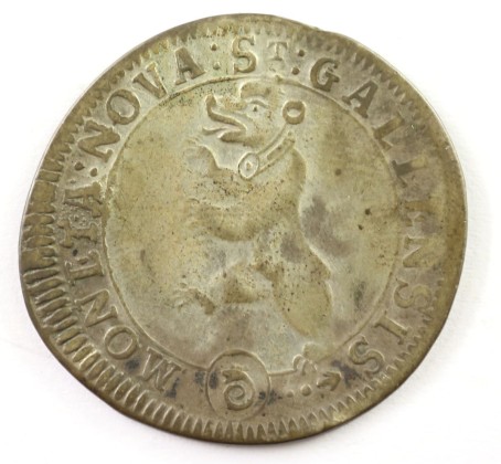 Münze: 15-Kreuzer-Stück der Stadt St. Gallen, geprägt in St. Gallen, aus der Sammlung von Josef Sager (1905–1964)