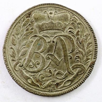 Münze: 12-Kreuzer-Stück der Abtei St. Gallen, geprägt in St. Gallen zur Zeit von Fürstabt Beda Angehrn von Hagenwil (1767–1796), aus der ehemaligen Sammlung von Josef Sager (1905–1964)