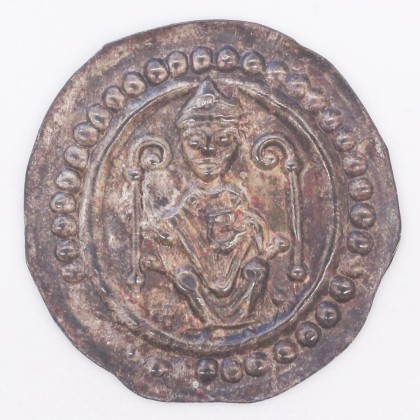 Münze: Pfennig des Bistums Konstanz, geprägt in Konstanz zur Zeit von Bischof Konrad II. von Tegerfelden (1209–1233), aus der ehemaligen Sammlung von Josef Sager (1905–1964)
