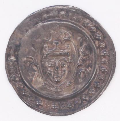 Münze: 1-Pfennig-Stück der Abtei Lindau, geprägt in Lindau unter königlicher Beteiligung Friedrichs II. (1212–1250), aus der ehemaligen Sammlung von Josef Sager (1905–1964)