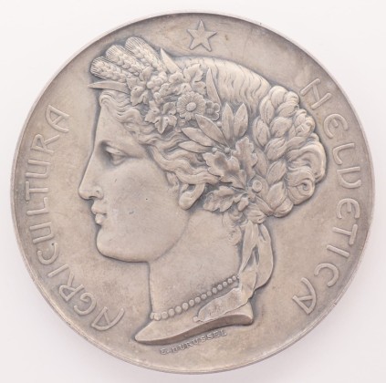 Medaille: Gedenkmedaille auf die siebte Schweizerische Ausstellung für Landwirtschaft, Forstwirtschaft und Gartenbau 1903 in Frauenfeld, vermutlich geprägt in Winterthur, aus der ehemaligen Sammlung von Josef Sager (1905–1964)