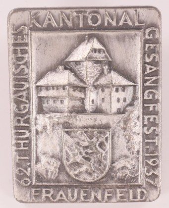 Abzeichen: Medaille auf das 62. Thurgauische Kantonalgesangfest 1937 in Frauenfeld, geprägt in Zürich