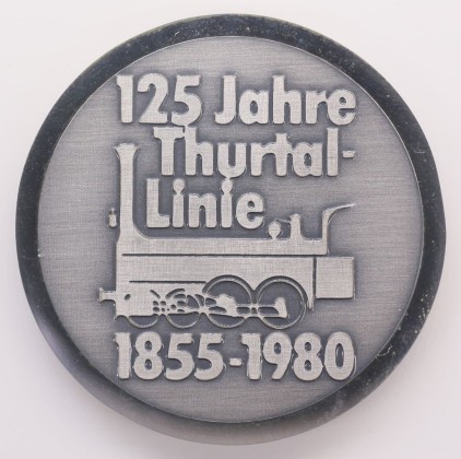 Medaille: Verdienstmedaille auf das 125-jährige Jubiläum der Thurtallinie, die Winterthur mit Romanshorn verbindet und eine der ältesten innerschweizerischen Bahnstrecken ist