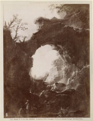 Fotografie: Landschaftsgemälde «Grotte mit Wasserfall» vom italienischen Maler Salvator Rosa (1615–1673), aus der Fotografie-Sammlung der Familie Bachmann, Besitzerin von Schloss Frauenfeld