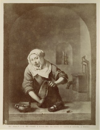 Fotografie: Gemälde «Eine Magd beim Kessel putzen» vom deutschen Maler Caspar Netscher (1639–1684), aus der Fotografie-Sammlung der Familie Bachmann, Besitzerin von Schloss Frauenfeld