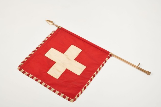Fahne: Grenzkompanie-Standarte (nach der eidgenössischen Ordonnanz von 1940) für die Thurgauer Grenz-Mitrailleur-Kompanie IV/277