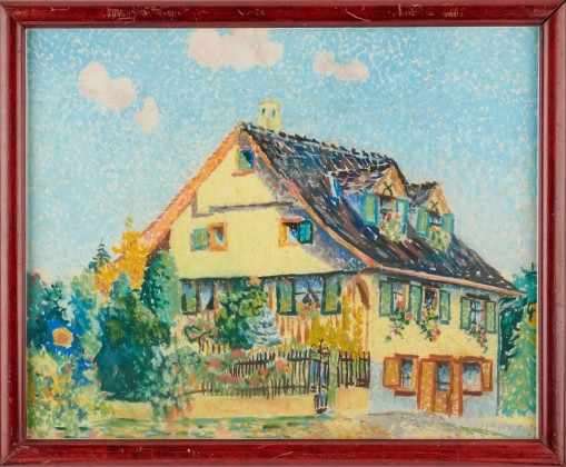 Grafik: Das «Trompetenhäuschen» an der Thundorferstrasse 18 in Frauenfeld, Wohnhaus und Werkstatt der Blasinstrumentenbauerin Marie Wolf (1868 –1935)