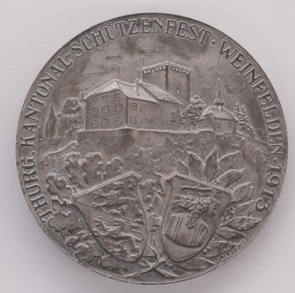Medaille: Medaille auf das Thurgauische Kantonalschützenfest 1913 in Weinfelden, geprägt in St-Imier