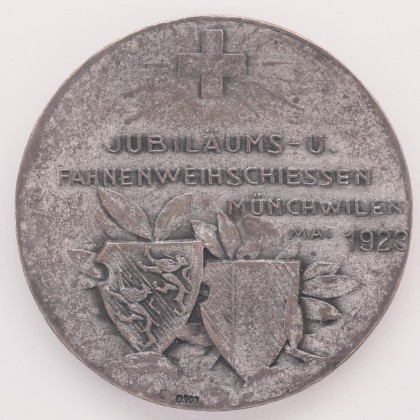 Medaille: Medaille auf das Jubiläums- und Fahnenweihschiessen 1923 in Münchwilen, geprägt in Le Locle