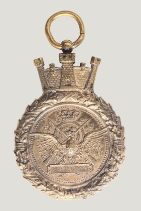 Medaille: Medaille der Republik Italien auf das Eidgenössische Schützenfest 1890 in Frauenfeld, mit Tragöse, hergestellt in Mailand (ITA)