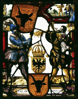 Glasmalerei: Standesscheibe von Uri, gestiftet in das Zunfthaus Zum Grimmen Löwen in Diessenhofen, aus der Glasgemäldesammlung der Familie Bachmann, Besitzerin von Schloss Frauenfeld
