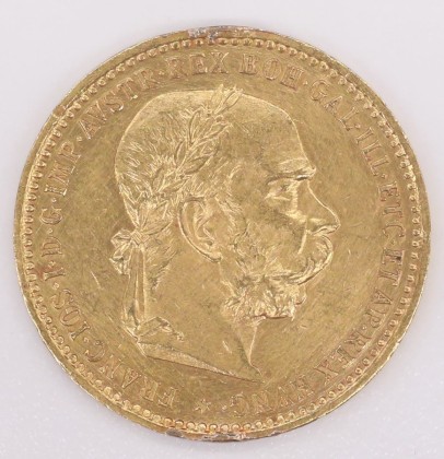 Münze: 10-Kronen-Stück des Kaisertums Österreich, geprägt in Wien zur Zeit von Kaiser Franz Joseph I. (1848–1916), aus dem Nachlass von Karl Asmund Kappeler (1844–1924), Kaufmann in Kolumbien