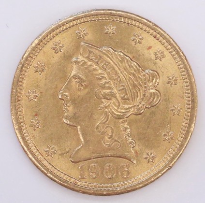Münze: 2.5-Dollar-Stück der Vereinigten Staaten von Amerika (USA), geprägt in Philadelphia, aus dem Nachlass von Karl Asmund Kappeler (1844–1924), Kaufmann in Kolumbien