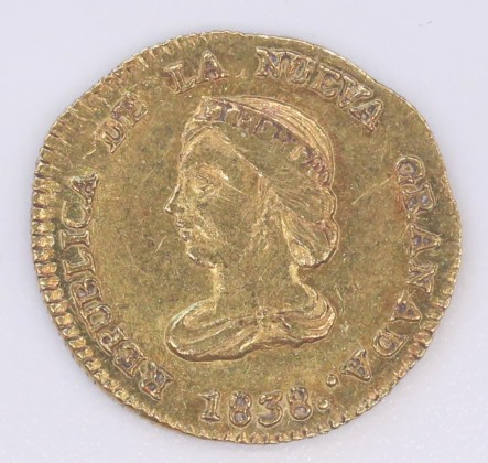 Münze: Peso der Republik Nueva Granada, geprägt in Bogotá (heute Kolumbien), aus dem Nachlass von Karl Asmund Kappeler (1844–1924), Kaufmann in Kolumbien