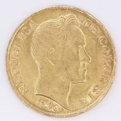 Münze: 2 1/2-Pesos-Stück der Republik Kolumbien, geprägt in Medellín, aus dem Nachlass von Karl Asmund Kappeler (1844–1924), Kaufmann in Kolumbien