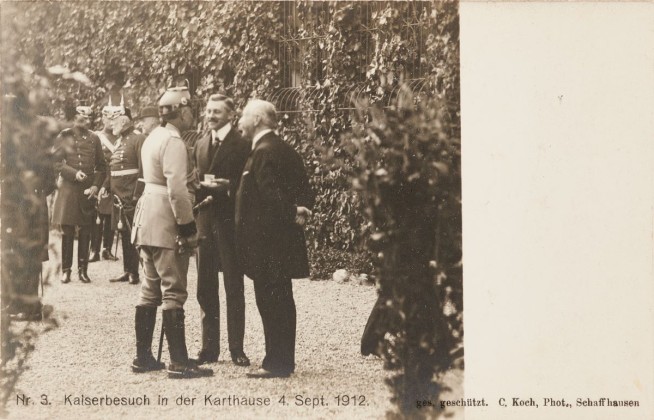 Postkarte: Kaiser Wilhelm II. (1859–1941) auf Besuch in der Kartause Ittingen