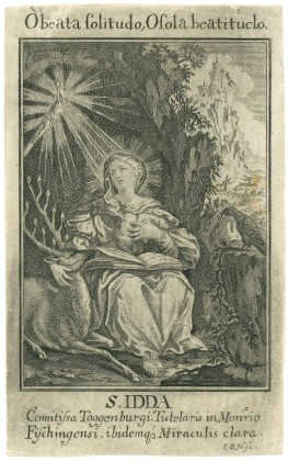 Grafik: Kleines Andachtsbild mit hl. Idda von Fischingen und Szenen aus ihrer Legende
