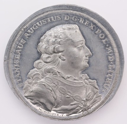 Münze: Probeabschlag vom Taler des Königreichs Polen, geprägt zur Zeit von König Stanislaus II. August (1764–1795), aus der ehemaligen Sammlung von Josef Sager (1905–1964)