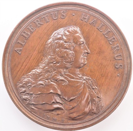 Medaille: Medaille auf Albrecht von Haller (1708–1777), Arzt, Botaniker, Anatom und Berner Grossrat, geprägt in Bern, aus der ehemaligen Sammlung von Josef Sager (1905–1964)