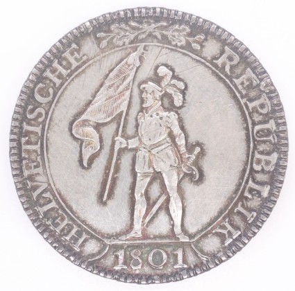 Münze: Sogenannter Neutaler im Wert von 4 Franken der Helvetischen Republik, geprägt in Bern, aus dem Nachlass von Karl Asmund Kappeler (1844–1924), Kaufmann in Kolumbien