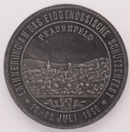 Medaille: Medaille auf das Eidgenössische Schützenfest 1890 in Frauenfeld, geprägt in Nürnberg