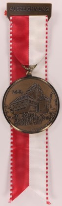 Medaille / Abzeichen: Medaille auf den Frauenfelder Stadtlauf 1989 am Seidenband, hergestellt in Gippingen