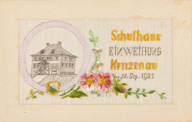 Postkarte: Einweihung des Schulhauses Kenzenau am 25. September 1921