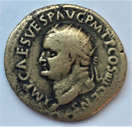 Münze: Dupondius des Römischen Kaiserreichs, geprägt in Rom zur Zeit von Kaiser Vespasianus (69–79 n. Chr.)
