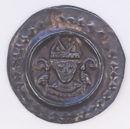 Münze: Pfennig des Bistums Konstanz, geprägt in Konstanz zur Zeit von Bischof Konrad II. von Tegerfelden (1209–1233), aus der ehemaligen Sammlung von Josef Sager (1905–1964)