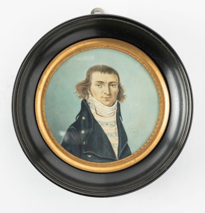 Malerei: Miniatur in rundem Medaillon mit Brustbild von Regierungsrat und Arzt Johann Rudolf Wegelin-Kappeler (1771–1840), aus dem Haushalt der Familie Bachmann, Besitzerin von Schloss Frauenfeld